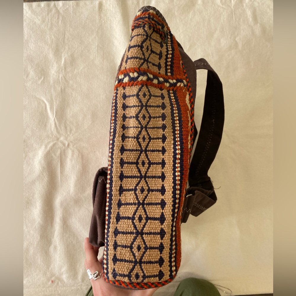 NWT UNESCO Certified Bohemian Woven Kilim Wool Backpack with Tribal Patterns - Picture 5 of 12